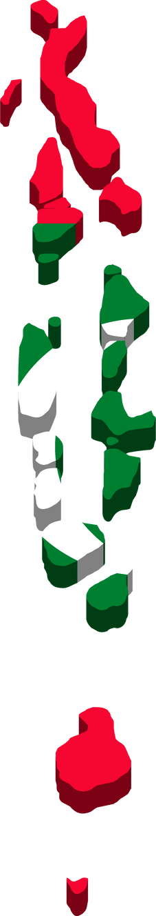 3d isometric Map of Maldives with national flag